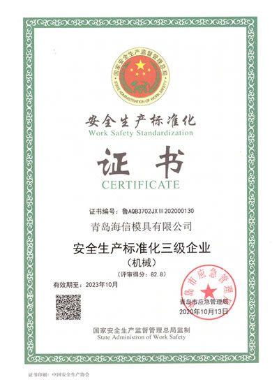 Safety Production Standardization Certificate